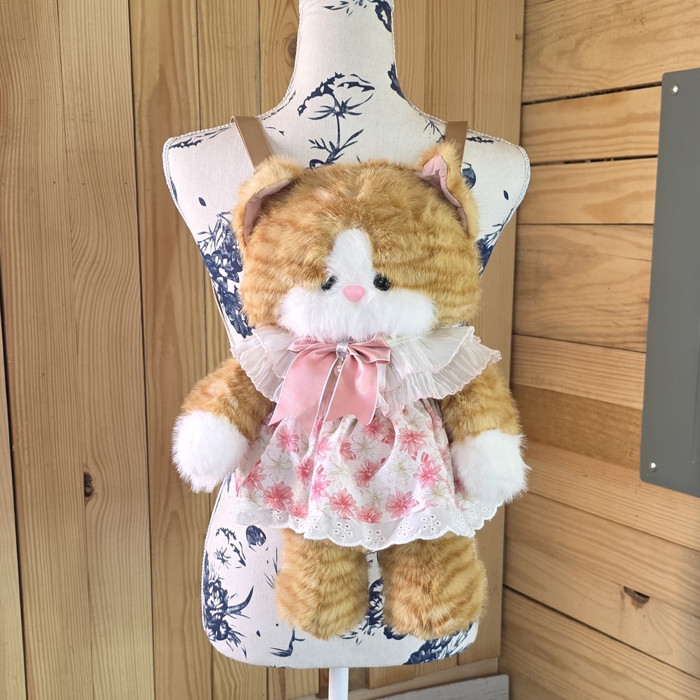Adorable Calico Tan and Pink Cat Backpack